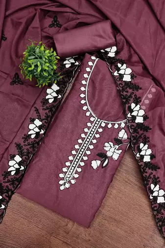 Brown color star georgette fabric embroiderd salwar kameez