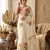 White Color digital prints flower and hand cutdana work Silk Blend Saree
