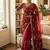 red sequin embroidery in mono banglori chiffon saree