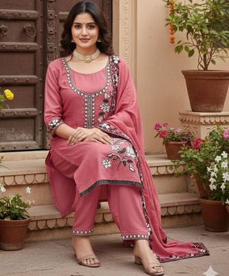 Pink color star georgette fabric embroiderd salwar kameez 2