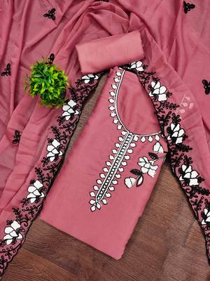 Pink color star georgette fabric embroiderd salwar kameez 3