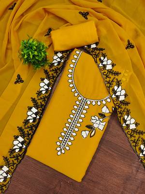 Yellow color star georgette fabric embroiderd salwar kameez 3