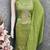 Green color graceful partywear ethnic dani cotton fabric suit for girls