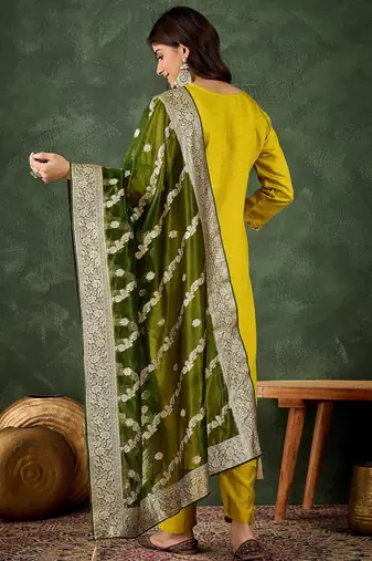lemon fancy viscose rayon kurta set