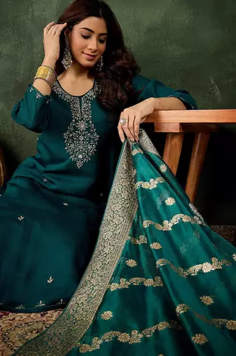 green fancy viscose rayon kurta set