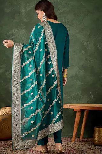 green fancy viscose rayon kurta set