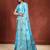 Sky Blue Satin silk blend Saree with Gold Zari Meena Peacock Work 