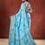 Sky Blue Satin silk blend Saree with Gold Zari Meena Peacock Work 
