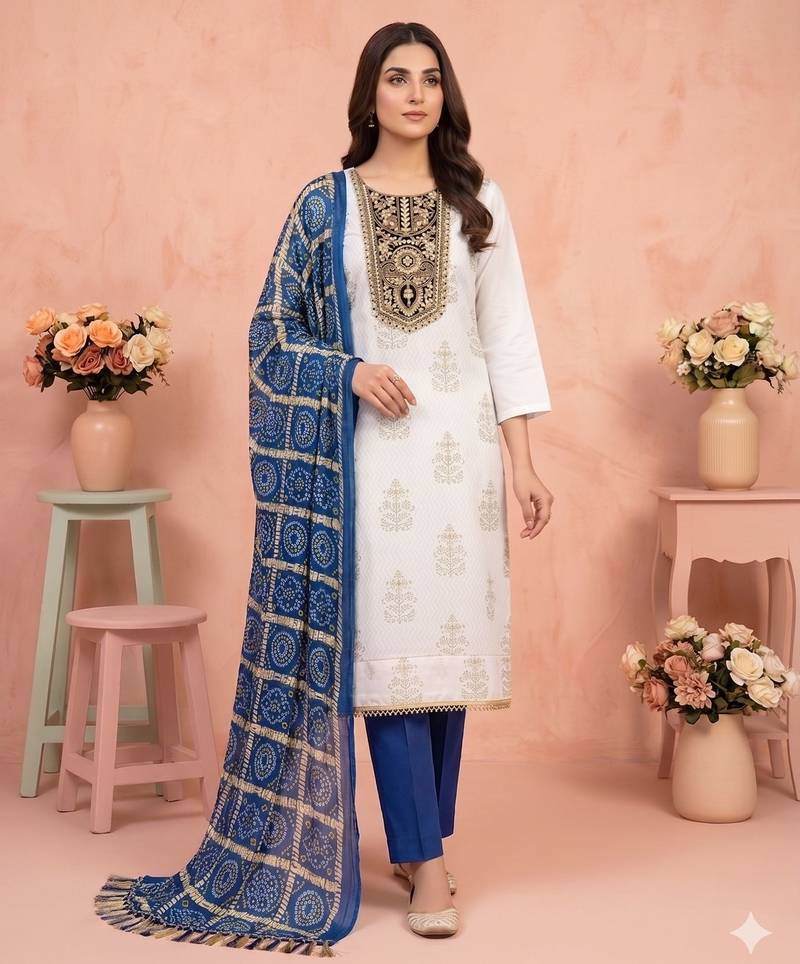 Off white color stylish rayon fabric graceful ethnic salwar kameez