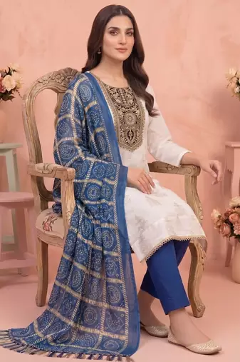 Off white color stylish rayon fabric graceful ethnic salwar kameez