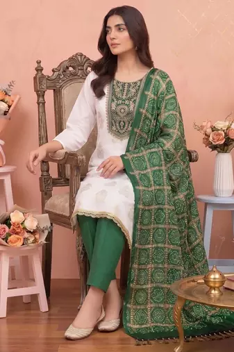 Off white color stylish rayon fabric graceful ethnic salwar kameez