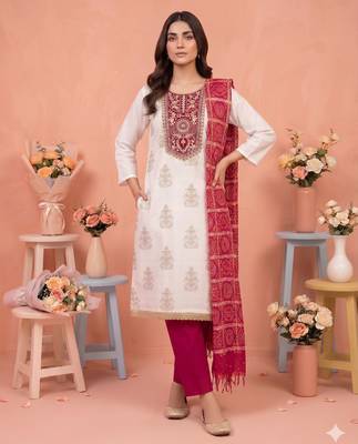 Off white color stylish rayon fabric graceful ethnic salwar kameez 1