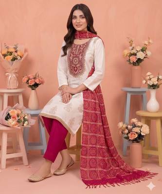 Off white color stylish rayon fabric graceful ethnic salwar kameez 2