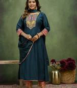 teal fancy viscose rayon kurta set