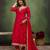 rani-pink fancy silk blend kurta set