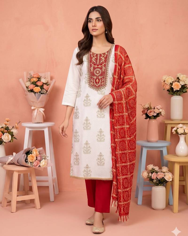 Off white color stylish rayon fabric graceful ethnic salwar kameez