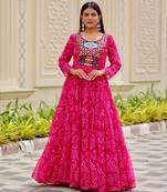 pink fancy faux georgette kurta set