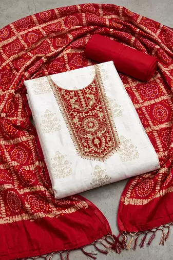 Off white color stylish rayon fabric graceful ethnic salwar kameez
