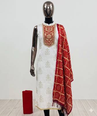 Off white color stylish rayon fabric graceful ethnic salwar kameez 4