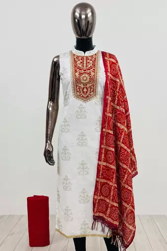 Off white color stylish rayon fabric graceful ethnic salwar kameez
