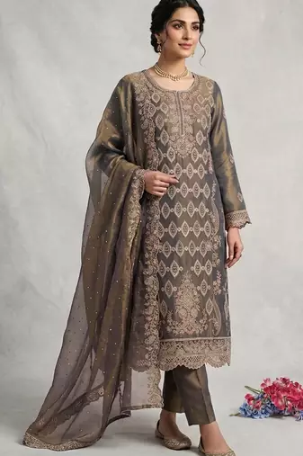 Mahendi color beautiful designer embroidered partywear suit