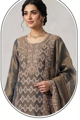 Mahendi color beautiful designer embroidered partywear suit