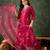 cherry-red fancy silk blend kurta set