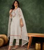 white fancy viscose rayon kurta set
