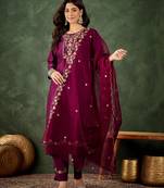 purple fancy viscose rayon kurta set