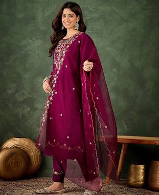 purple fancy viscose rayon kurta set 2
