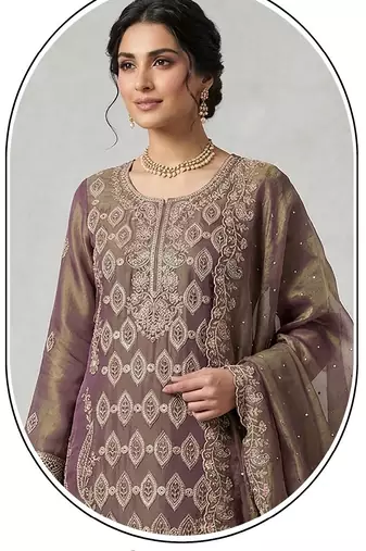 Mauve color beautiful designer embroidered partywear suit