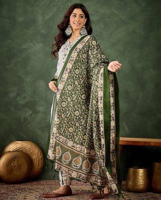 white fancy blended cotton kurta set 3