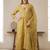 Women's yellow rayon printed straight kurta set with dupatta