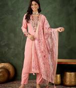pink fancy silk blend kurta set