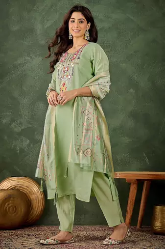 pear fancy silk blend kurta set
