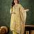 light-yellow fancy silk blend kurta set