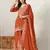 Orange color stylish chinon fabric designer embroidered palazzo dress