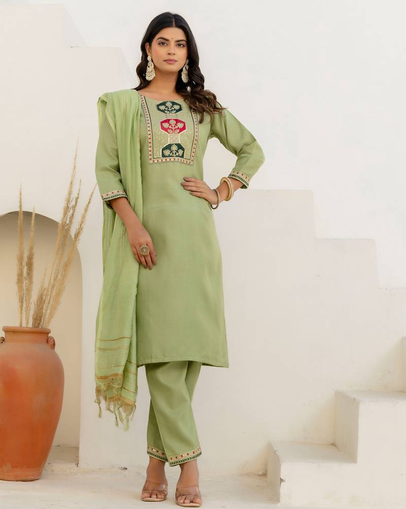 pear fancy blended cotton kurta set