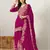 Magenta color stylish chinon fabric designer embroidered palazzo dress