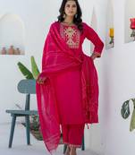 pink fancy blended cotton kurta set