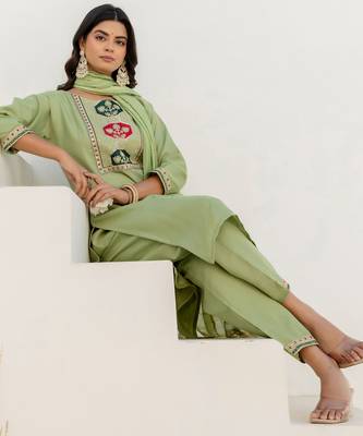 pear fancy blended cotton kurta set 3