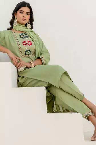pear fancy blended cotton kurta set