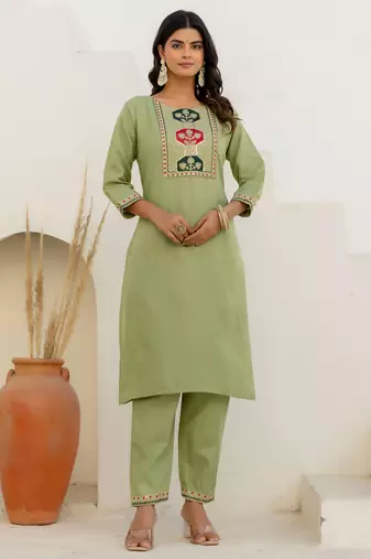 pear fancy blended cotton kurta set