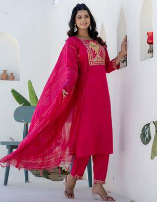 pink fancy blended cotton kurta set 2