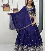 New Womens Latest Festive Wear  with Intricate Elephant Threadwork Lehenga Choli Set
