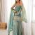 Sea green embroidered kurta palazzo pant with dupatta