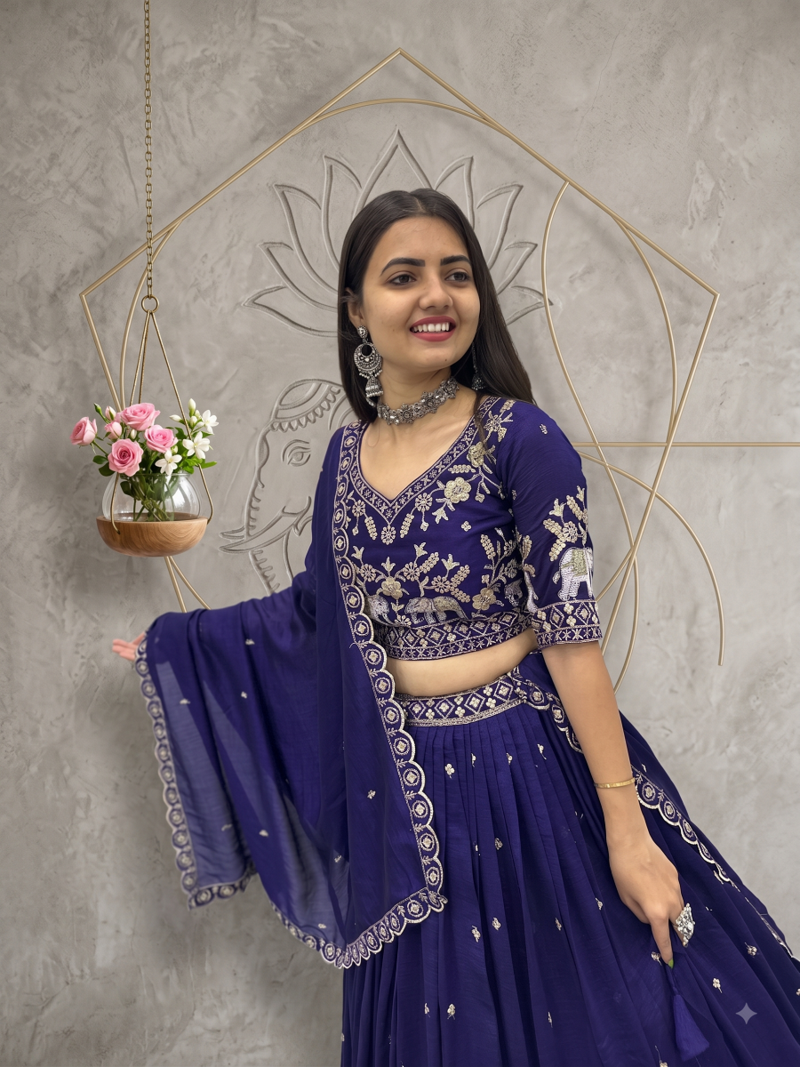 Elephant Threadwork Lehenga Choli Set