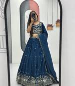 New Womens Latest Festive Wear  with Intricate Elephant Threadwork Lehenga Choli Set