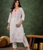 peach fancy silk blend kurta set