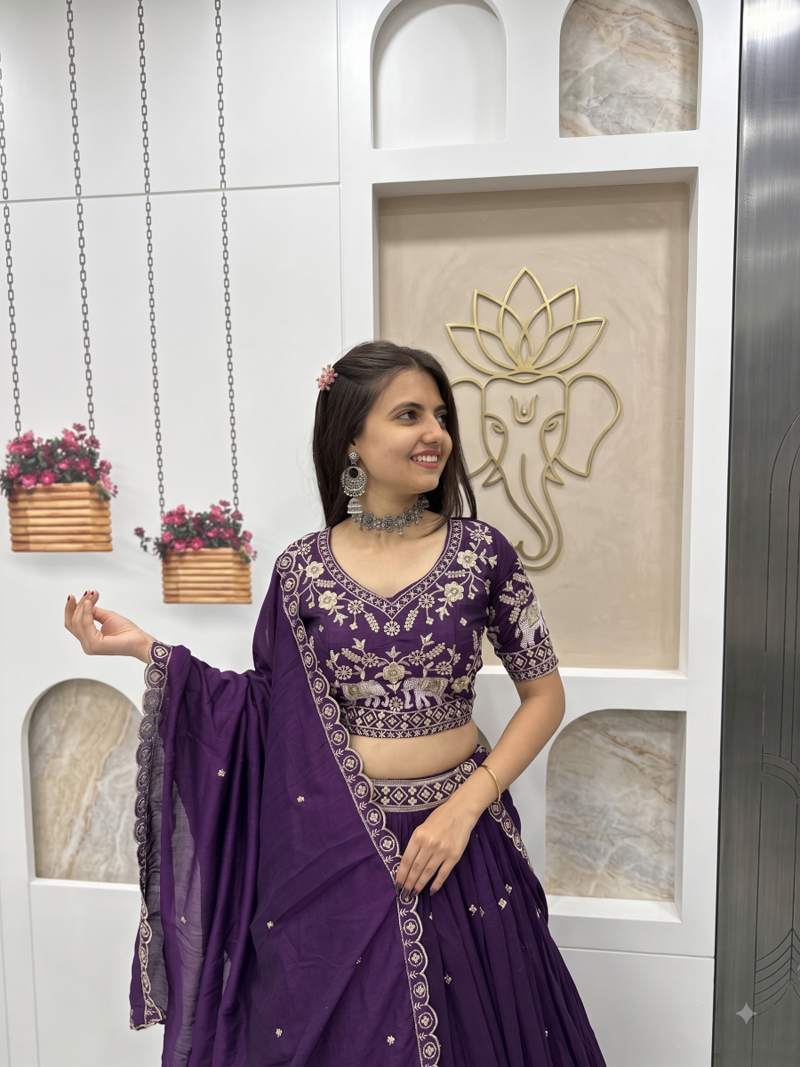 Elephant Threadwork Lehenga Choli Set
